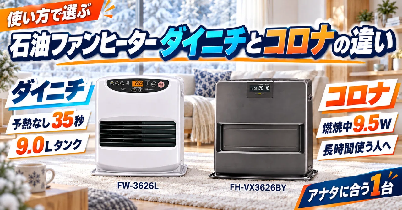 石油ファンヒーター ダイニチとコロナの違いは？燃費と電気代も数字で