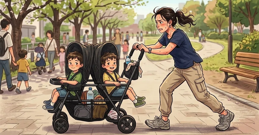 [Childcare with a 2-year age gap] Is a double stroller honestly ...