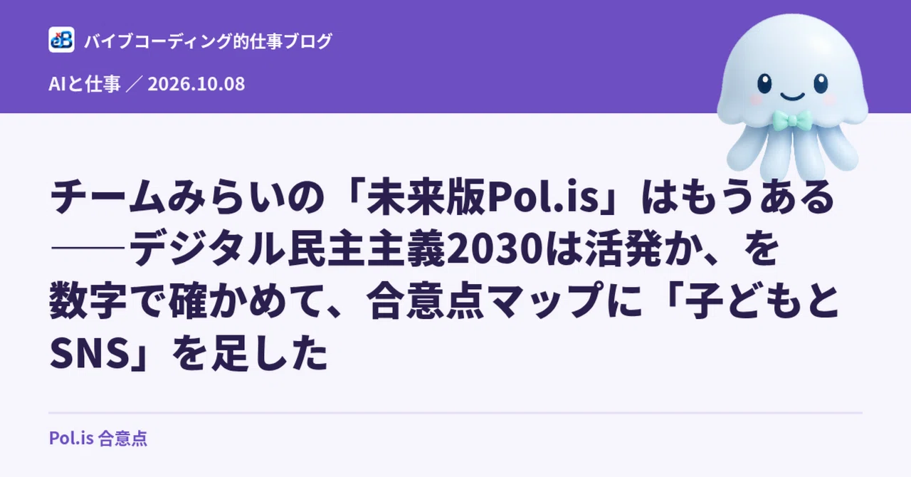 チームみらいの「未来版Pol.is」はもうある｜子どもとSNS、ネットの声332件で9割が賛成した論点｜BittensorMan