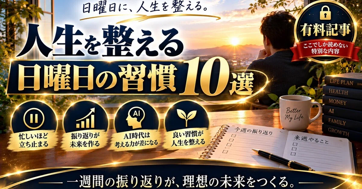 [Paid] 10 Sunday Habits to Organize Your Life｜よっち【人生とお金を整える】