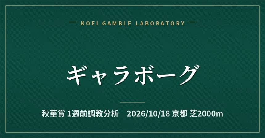 [Gala Borg] 1-Week Pre-Race Training Analysis / Shuka Sho｜公営ギャンブル研究会