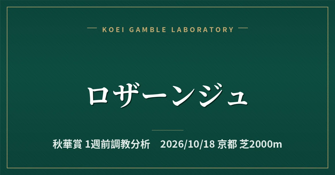 [Losange] 1-Week Pre-Race Training Analysis / Shuka Sho｜公営ギャンブル研究会