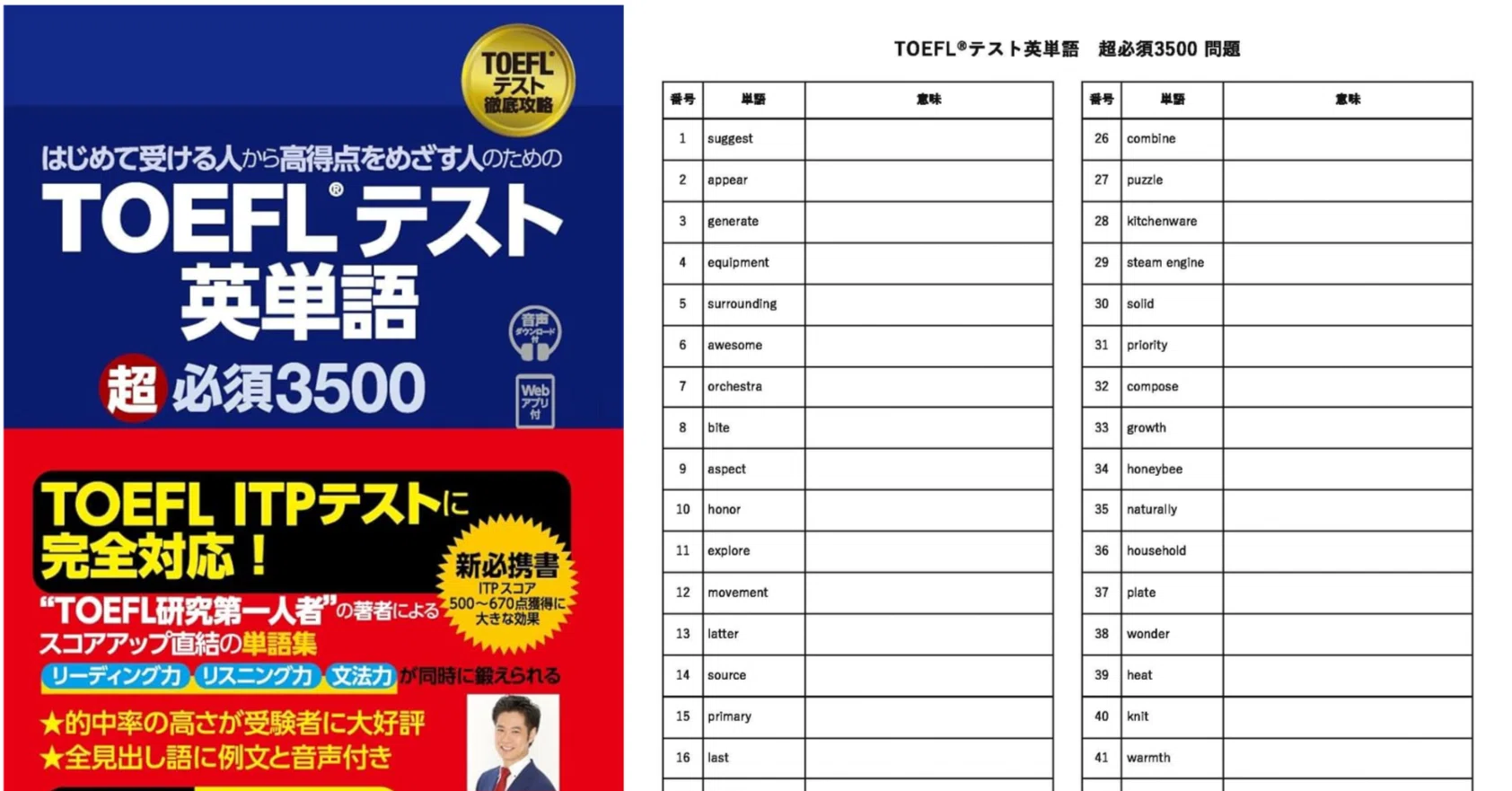TOEFL®テスト英単語 超必須3500 LEAP 一覧 単語一覧 テスト スペル