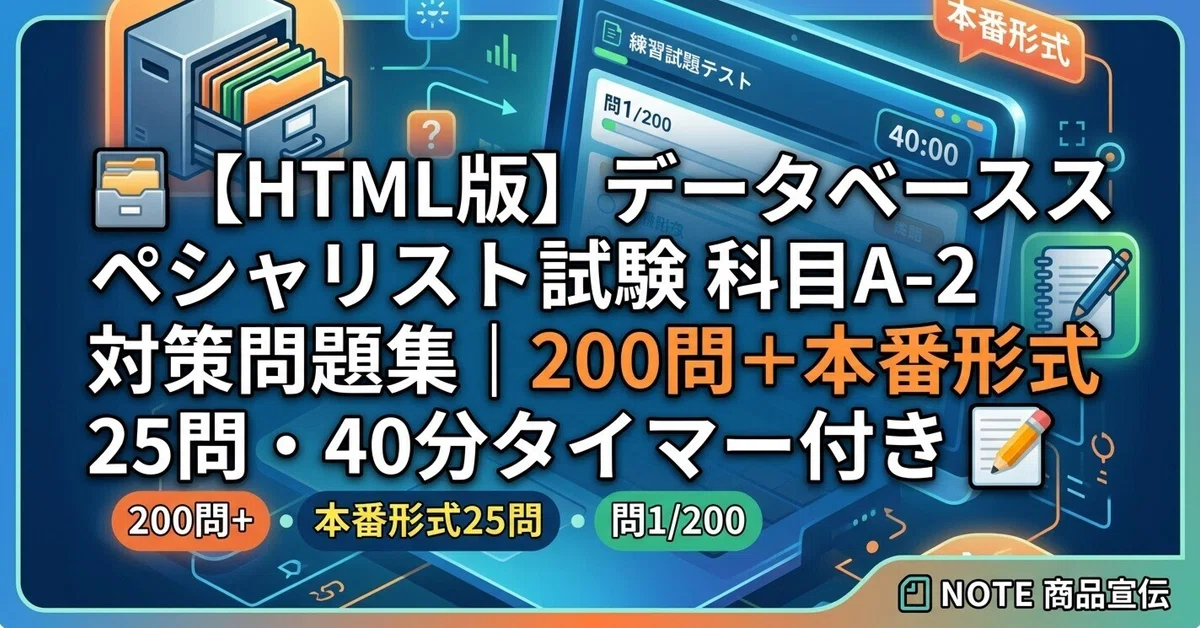 🗄️ [HTML Version] Database Specialist Examination Subject A-2 Practice ...