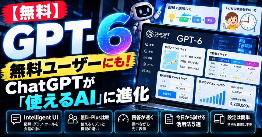 [무료][GPT-6 무료 사용자에게도 제공!] ChatGPT가 '답변하는 AI'에서 '사용 가능한 AI'로. 신기능 ...