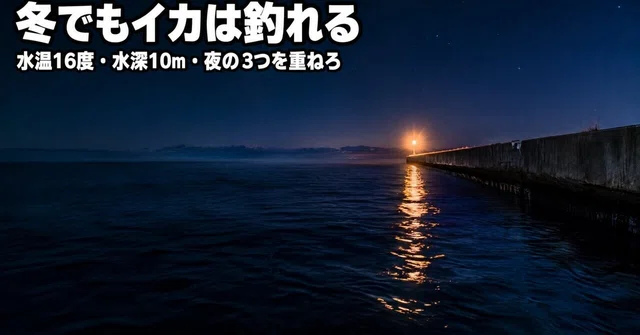 冬のエギングは釣れる｜水温16度・水深10m・夜の3つを重ねろ