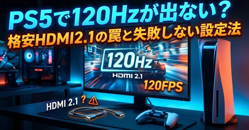 PS5の120Hzが出ない？格安HDMI2.1の罠と失敗しない設定法