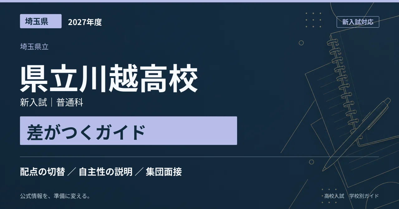 [Fiscal Year 2027] Prefectural Kawagoe High School | New Entrance Exam ...