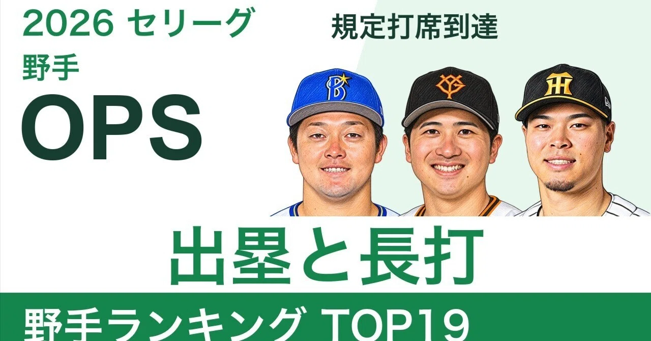 2026年プロ野球 指標別ランキング27本を公開 セリーグとパリーグの成績