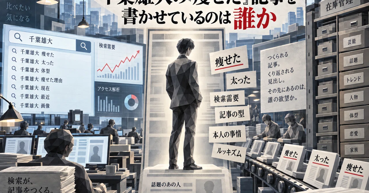 千葉雄大の「痩せた」記事を書かせているのは誰か