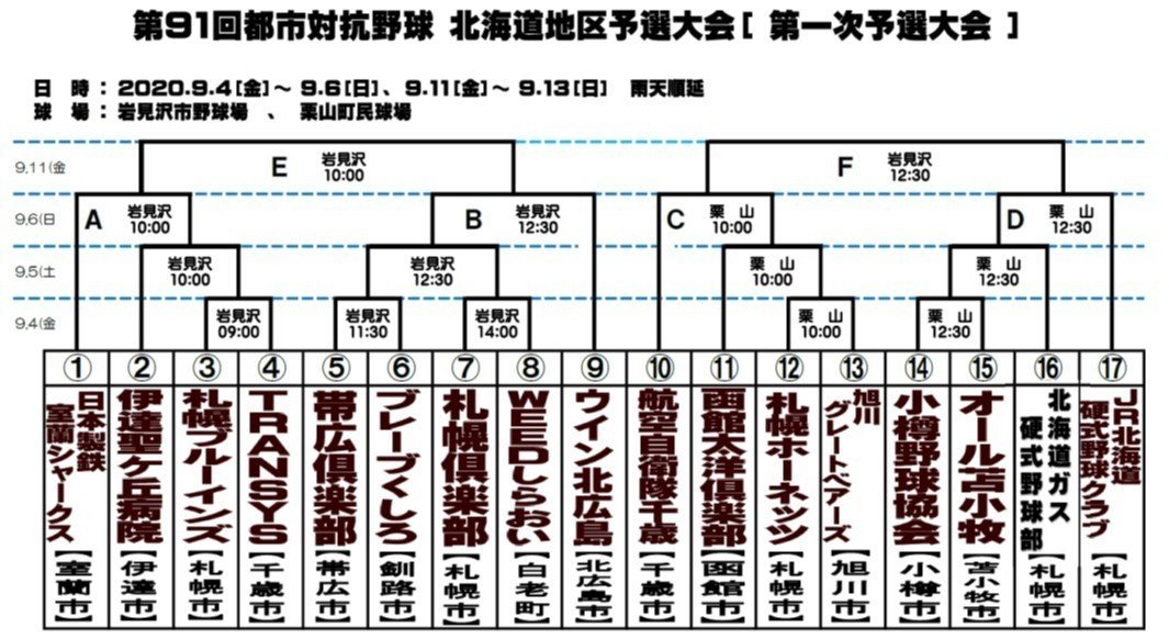 年北海道社会人野球日程のご案内 こばち Note