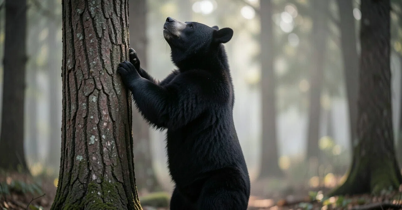 Improvised dance on a tree trunk? Bear back-scratching video｜北米奇々怪々