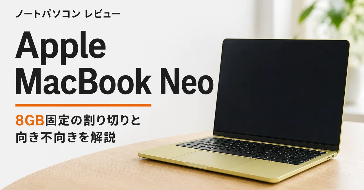 動作未確認Apple MacBook ゴールド Apple MacBook Neo のレビュー・口コミ評判と特徴 8GB固定の割り切りと