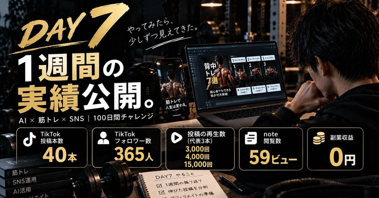 DAY 7 | AI x Muscle Training Side Hustle, 1-Week Results Revealed.｜ゆう ...