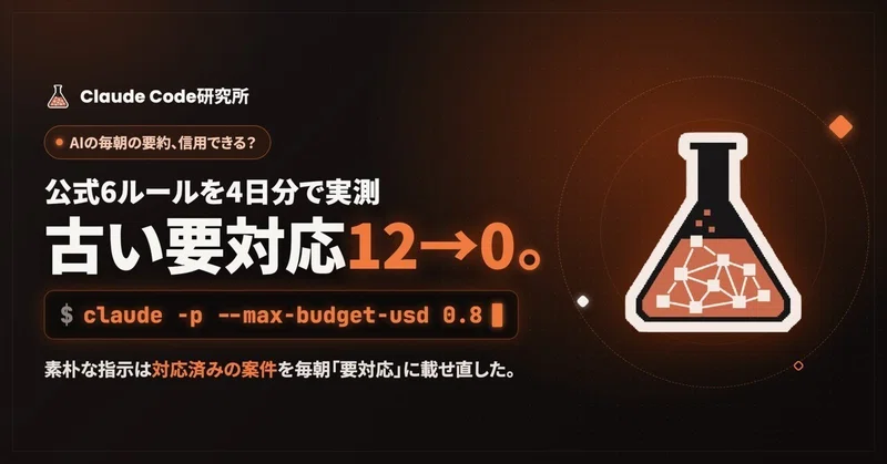 定時実行AIの6つのルールをClaude Codeで実測:古い要対応12行→0行