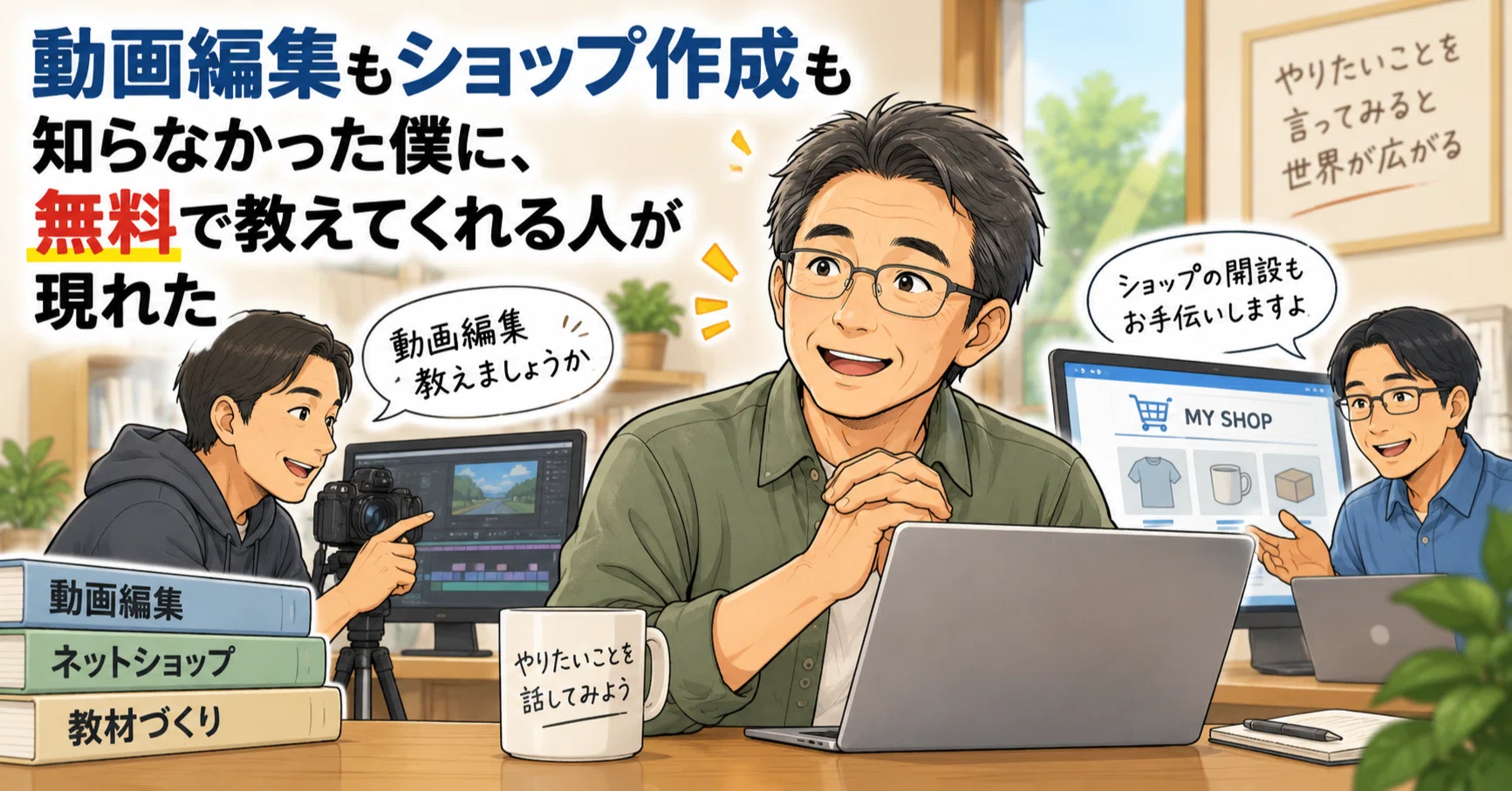 動画編集もショップ作成も知らなかった僕に、無料で教えてくれる人が