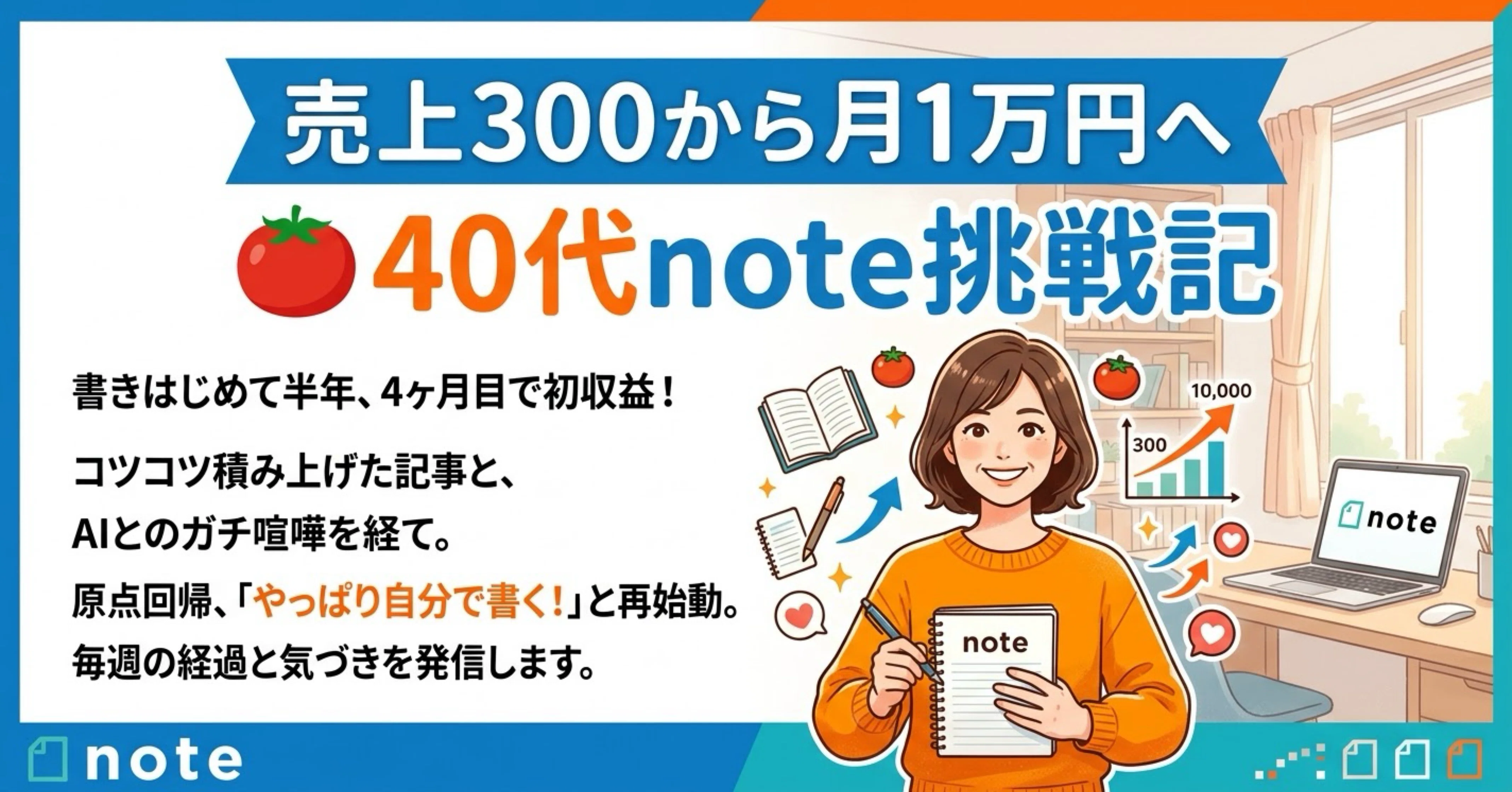 売上300から月1万円へ🍅40代note挑戦記の2026年10月の記事｜とまとマン🍅|ブラック企業脱出300→1万収益化、870万借金返済中｜note