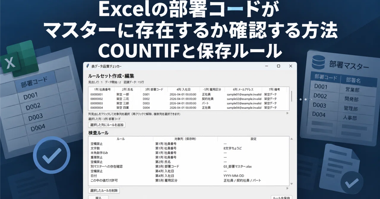 How to Check if Excel Department Codes Exist in a Master List: COUNTIF ...