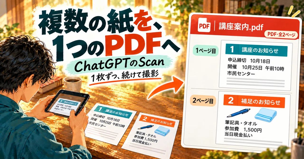 複数の紙を撮影して、1つのPDFへ。ChatGPTのScanから始める情報整理｜ACT RELAY