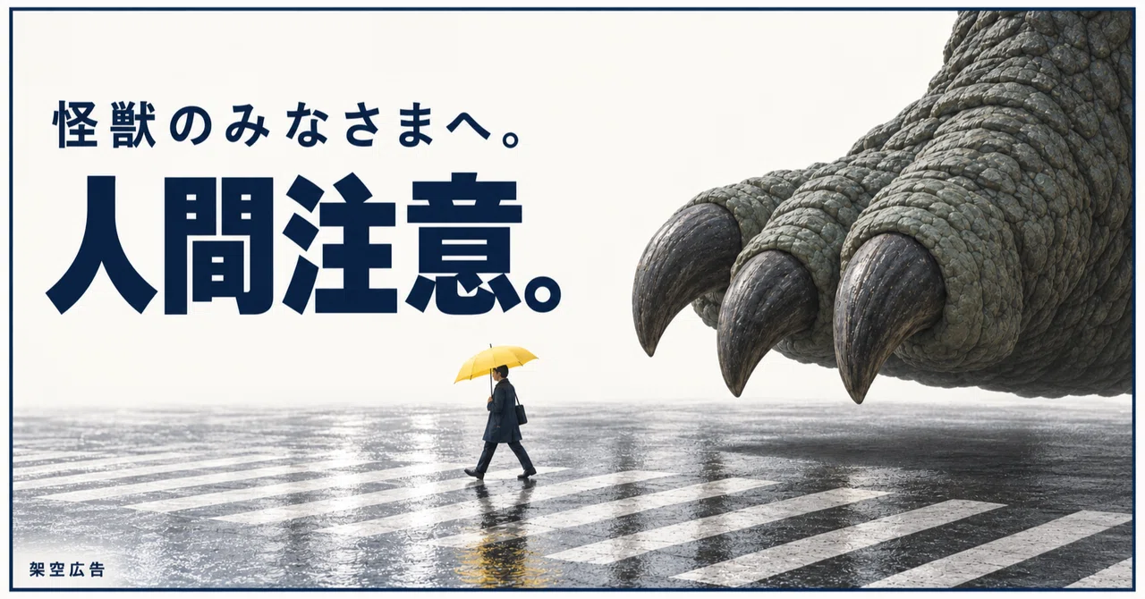 To the Kaiju. Beware of Humans. I made an inverted advertisement｜すぐ試す編集 ...