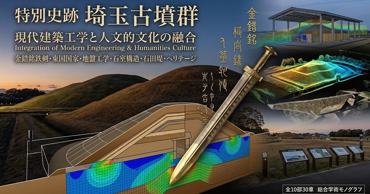 特別史跡の現代建築工学・現代人文的文化 ── 埼玉古墳群[巨大前方後円墳群の地盤工学・版築盛土力学・石室構造解析とワカタケル大王金錯銘鉄剣 ...