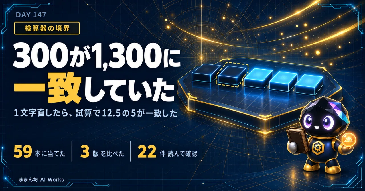 300 matched 1,300—after fixing one character in the verifier's boundary ...