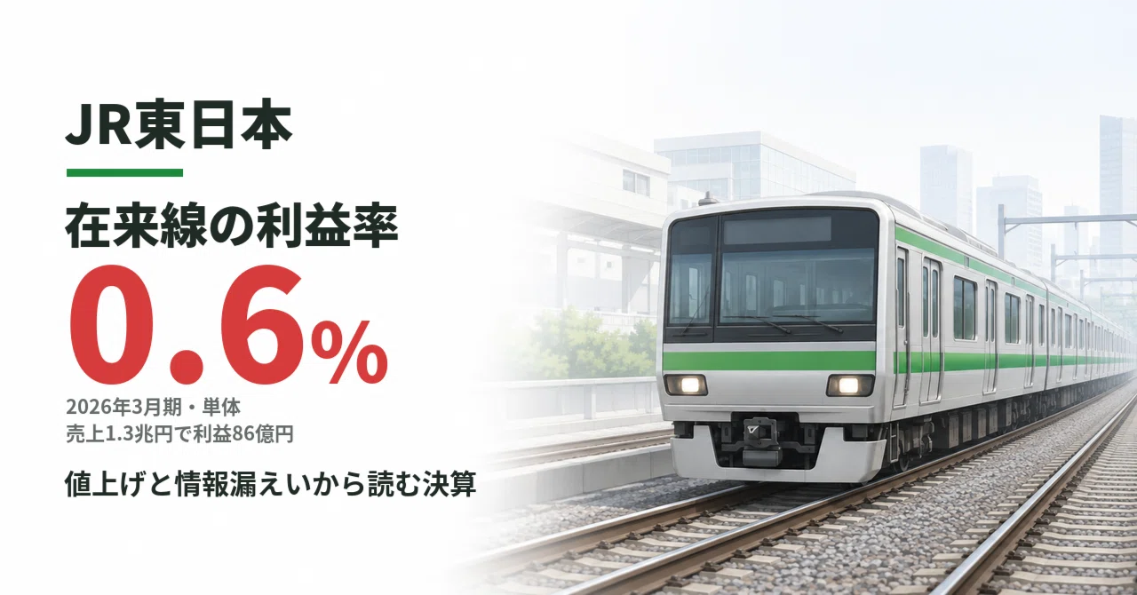 JR East: 1.3 Trillion Yen in Conventional Line Sales Yields 8.6 Billion ...