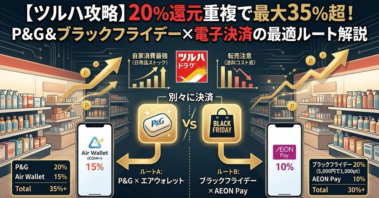 # [츠루하 공략] 20% 환급 중복으로 최대 35% 이상! P&G & 블랙프라이데이 × 전자결제 최적 루트 해설｜poiyu