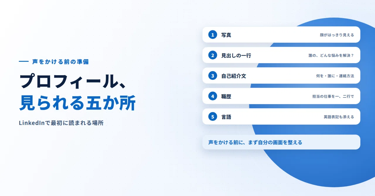 海外の相手に声をかける前に、プロフィールを見直す。LinkedInで最初に