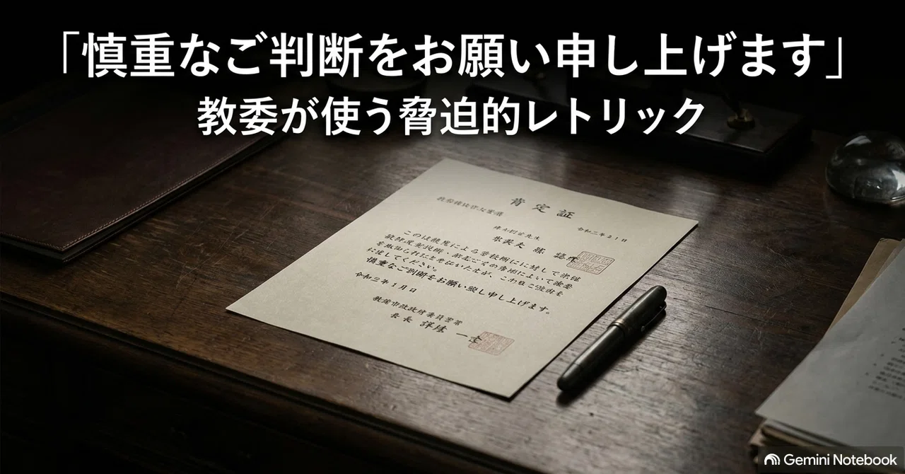 「慎重なご判断をお願い申し上げます」—芦屋市教委が使う脅迫的レトリック｜芦屋市いじめ重大事態被害者