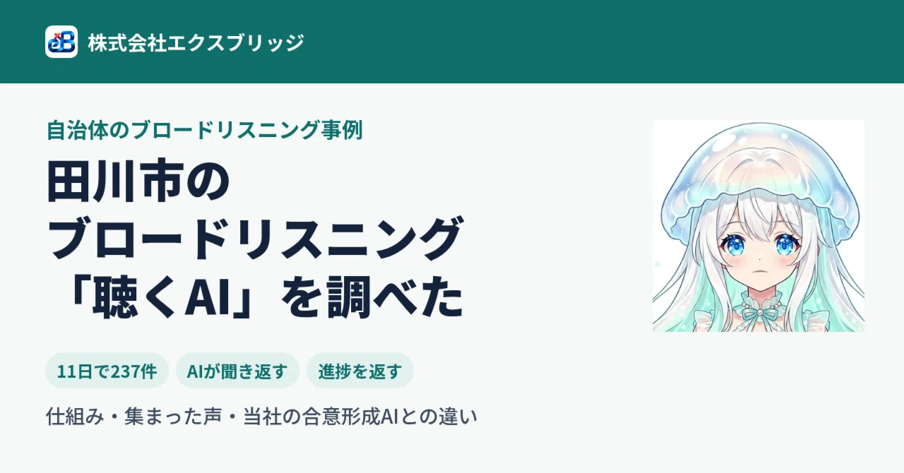 ブロードリスニングを始めた田川市の「聴くAI」を調べた｜11日で237件の声と、聞いたあとに返す「進捗」の欄｜BittensorMan
