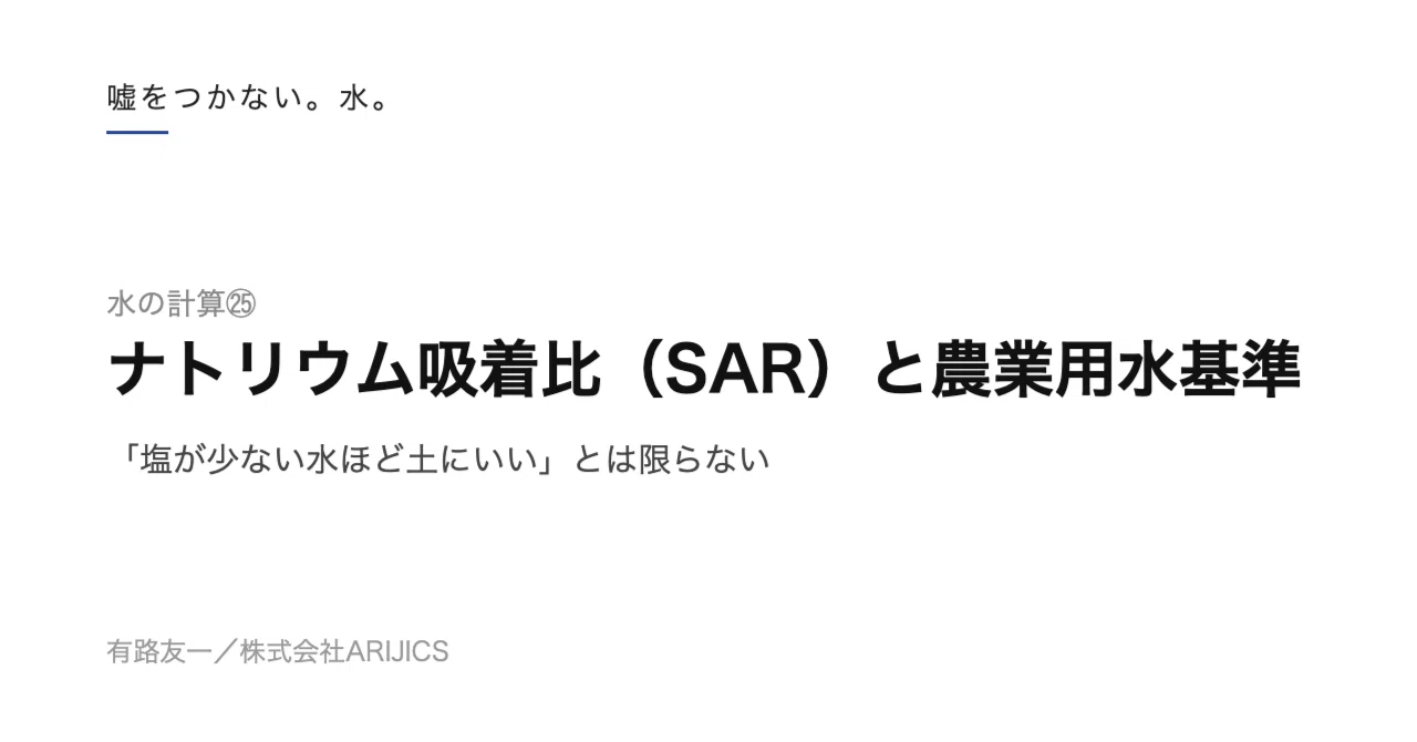 Water Calculations 25: Sodium Adsorption Ratio (SAR) and Agricultural ...