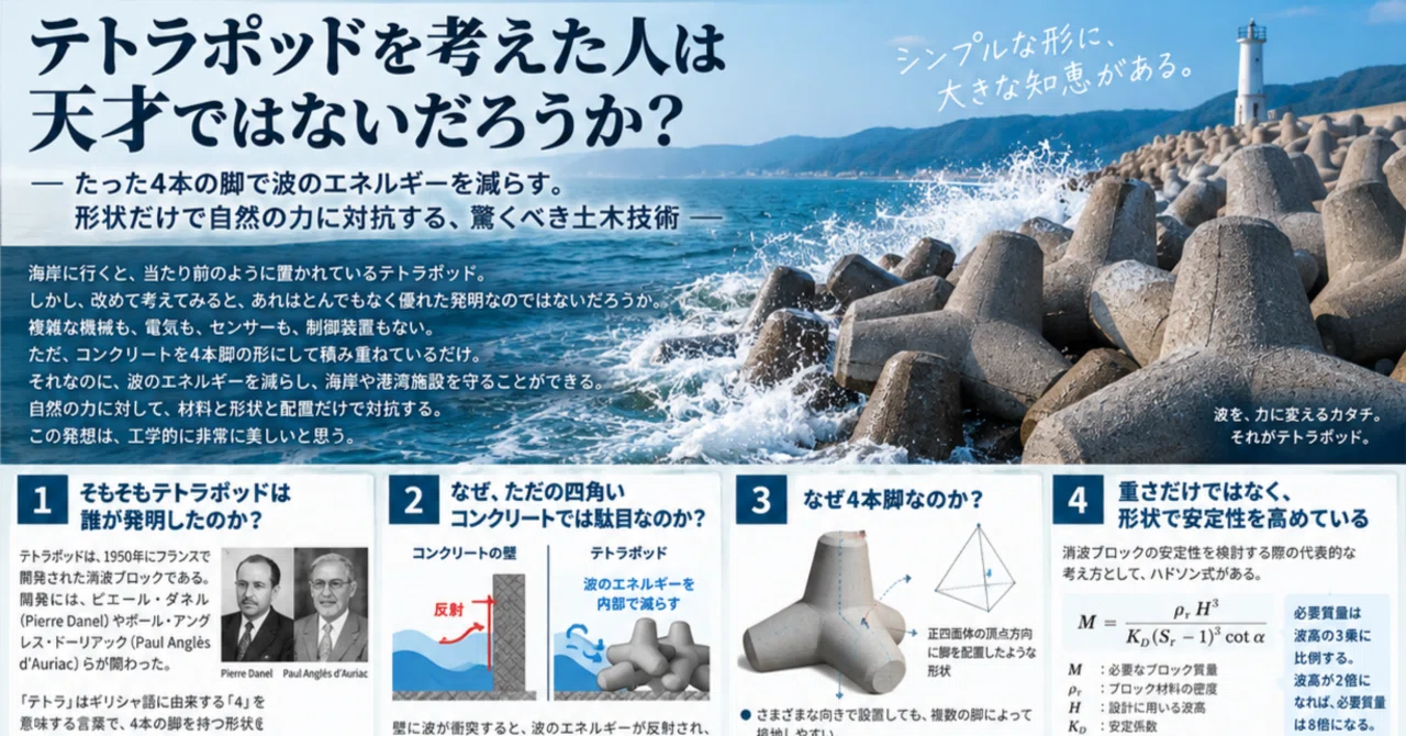 テトラポッドを考えた人は天才ではないだろうか？｜ゼネコン設備職の気づき