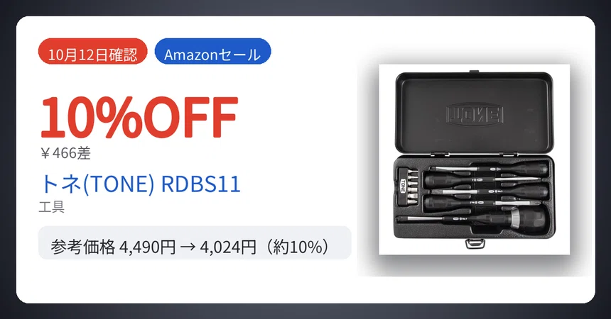 [Confirmed Oct 12] 466 yen difference. TONE ball ratchet screwdriver ...