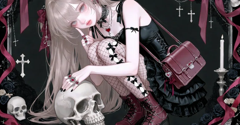 Rectangle Shape Types Y2K Gothic x Skull|るり