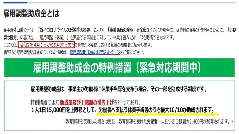 雇用調整助成金