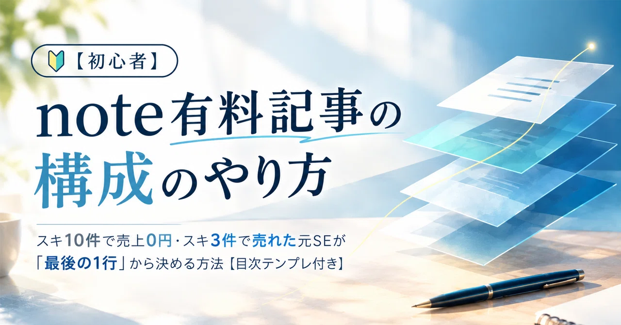 【初心者】note有料記事の構成のやり方｜スキ10件で売上0円・スキ3件で売れた元SEが…