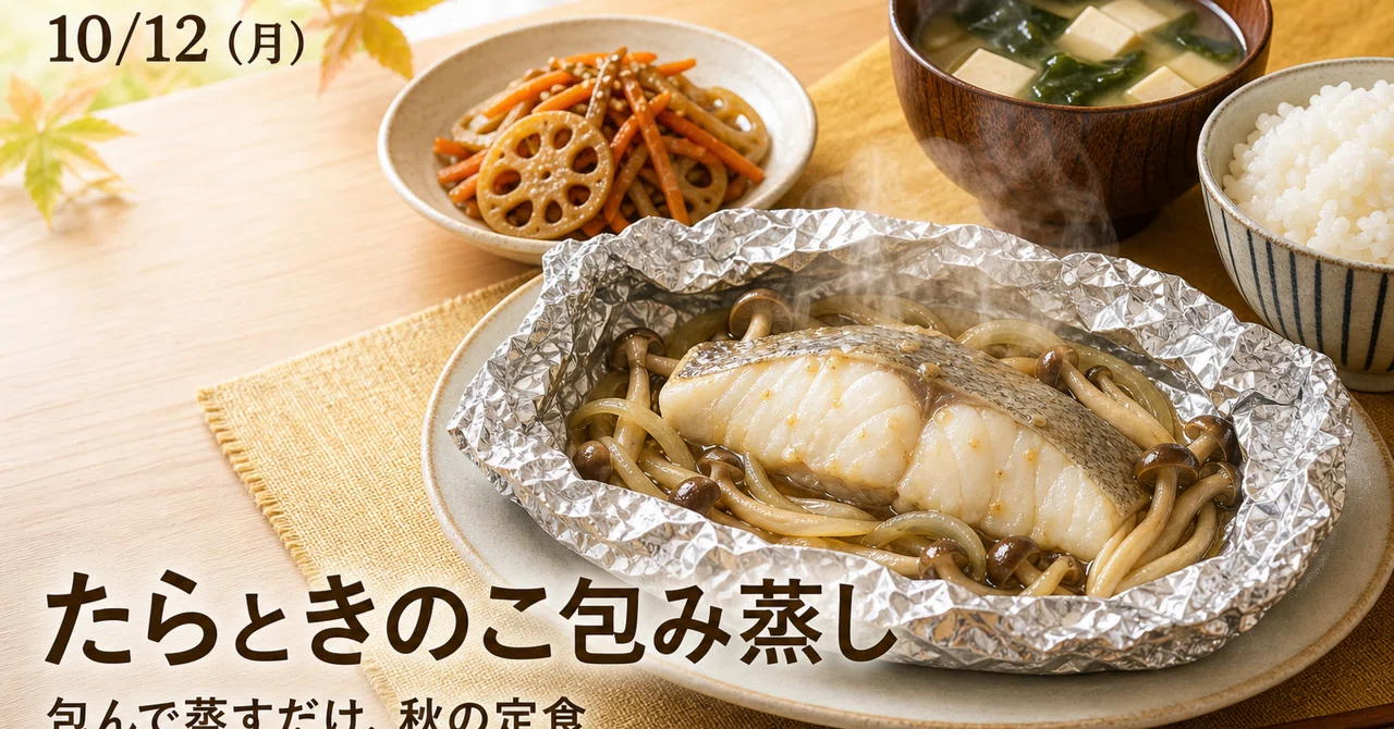 [Dinner | 10/12 (Mon)] Steamed Cod and Mushroom Set Meal | An Autumn ...