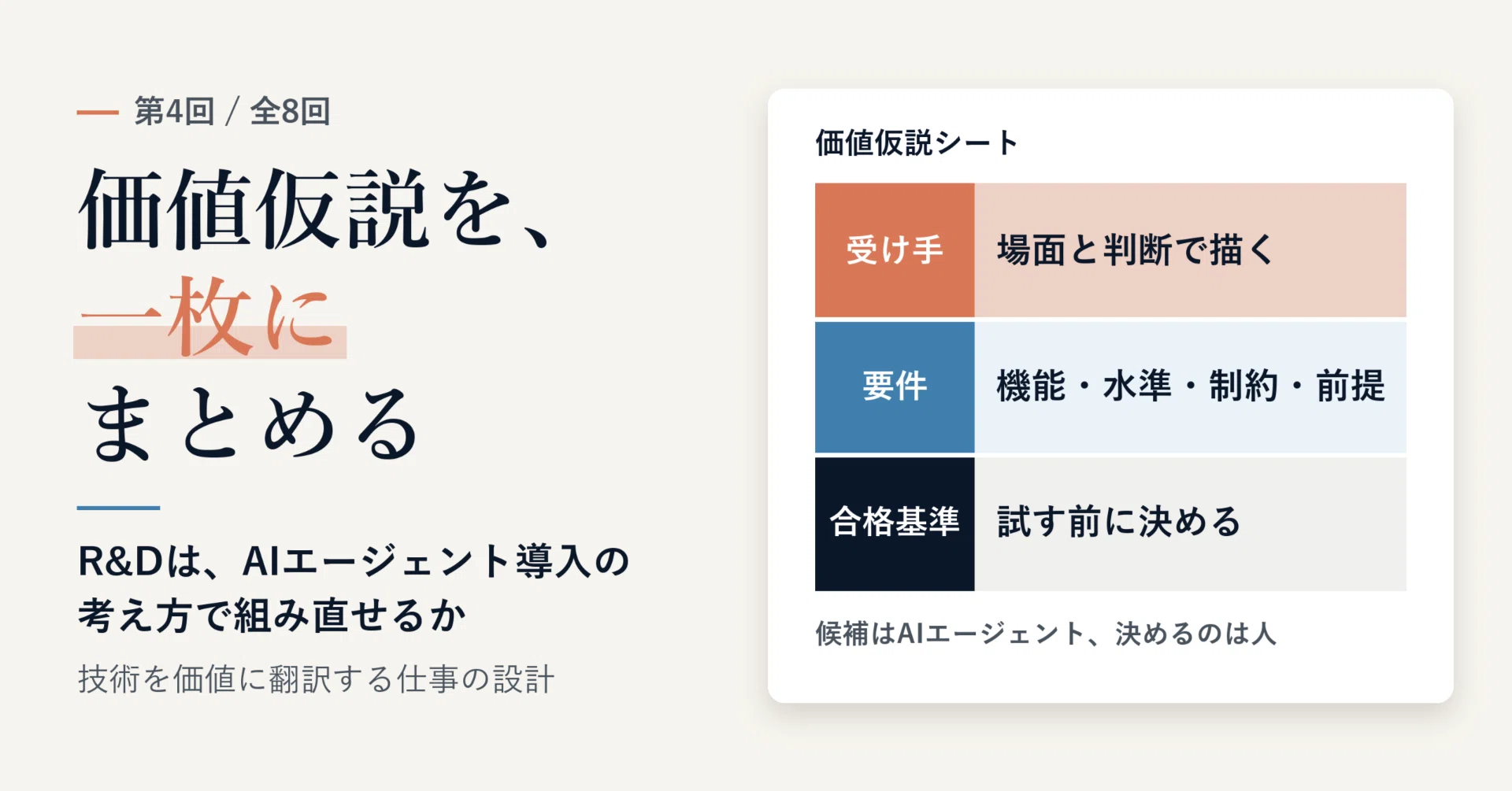 第4回/全8回】 価値仮説を、人とAIエージェントが共有できる形にする