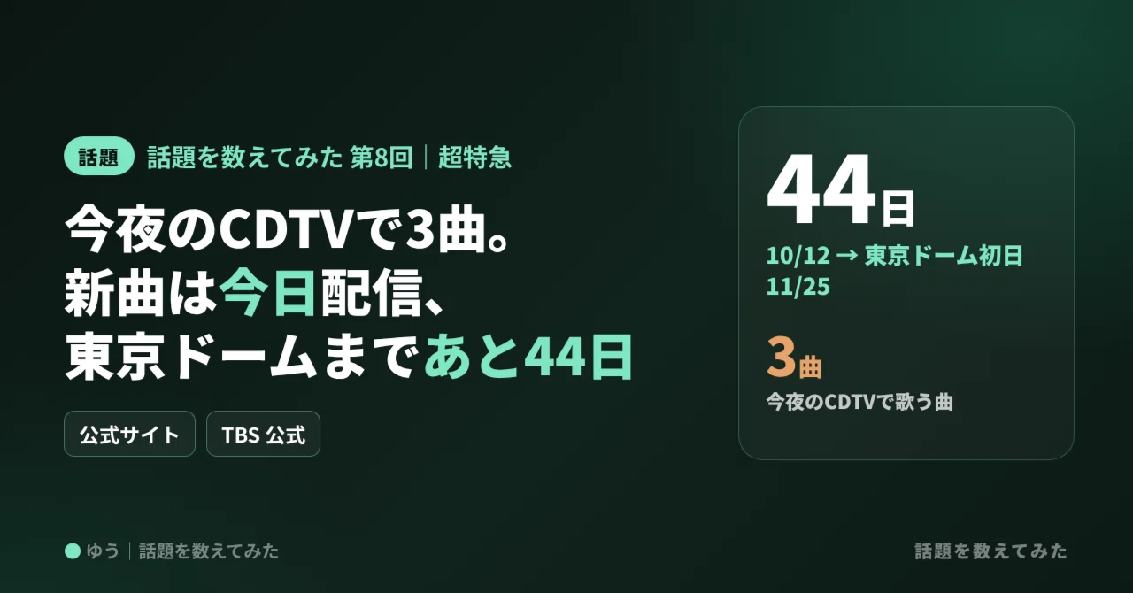 [Express] 3 songs on tonight's CDTV. New song released today, 44 days ...