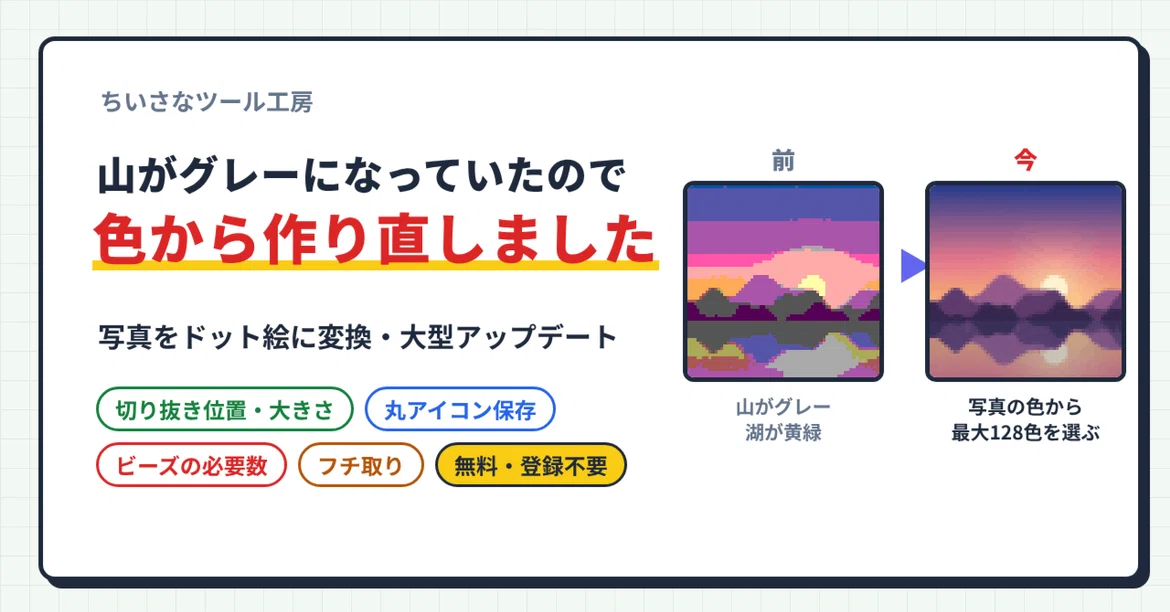 [Major Update] Convert photos to pixel art; the mountains were gray, so ...