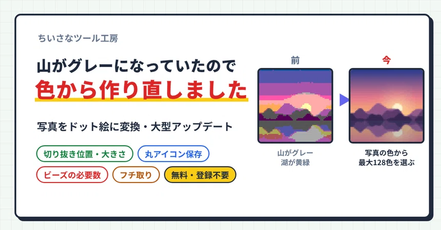 [Major Update] Convert photos to pixel art; the mountains were gray, so ...