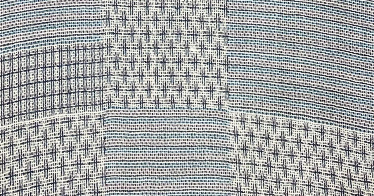 Kaku Obi: Gray base with checkered geometric patterns, warm texture ...