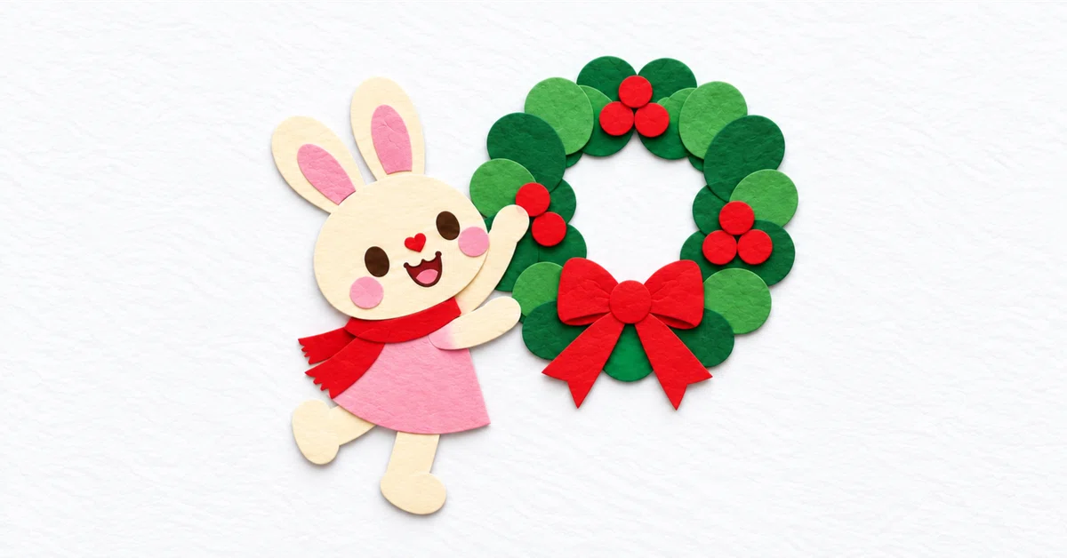[Free Pattern] Rabbit Decorating a Christmas Wreath | Wall Decoration ...