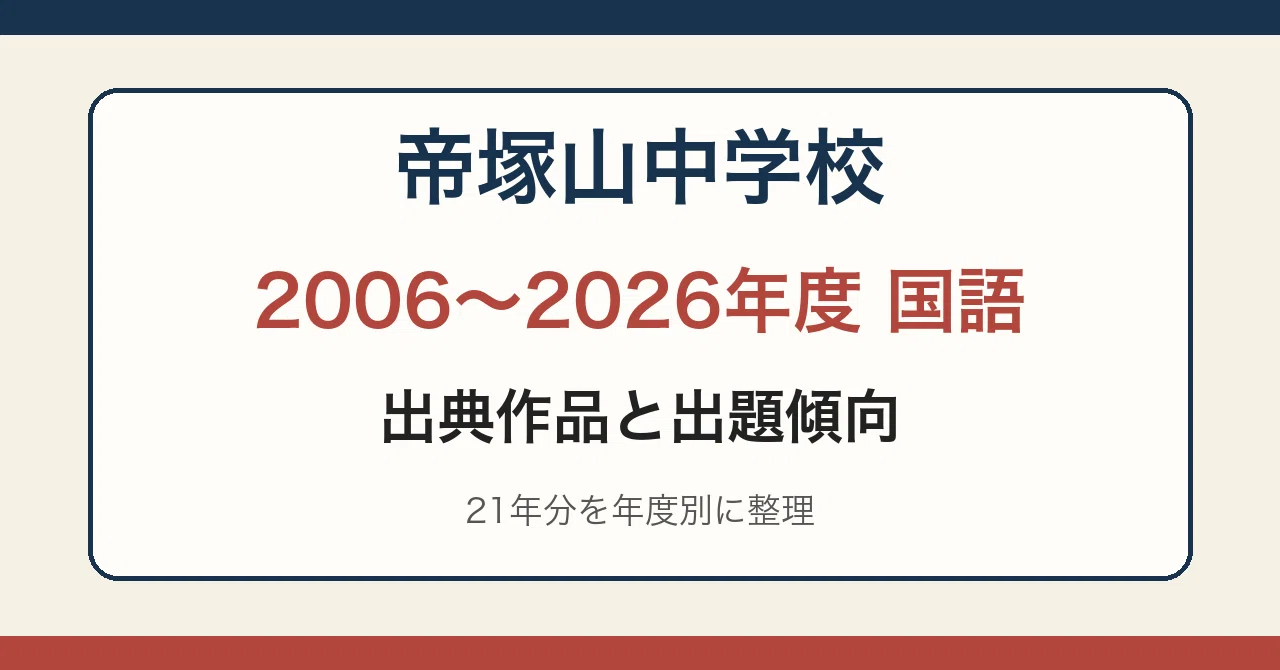 帝塚山中 国語 出典一覧と出題傾向 2006〜2026年度｜中学受験過去問研究