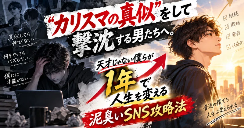 「カリスマの真似」をして撃沈する男たちへ。天才じゃない僕らが1年で人生を変える泥臭いSNS攻略法