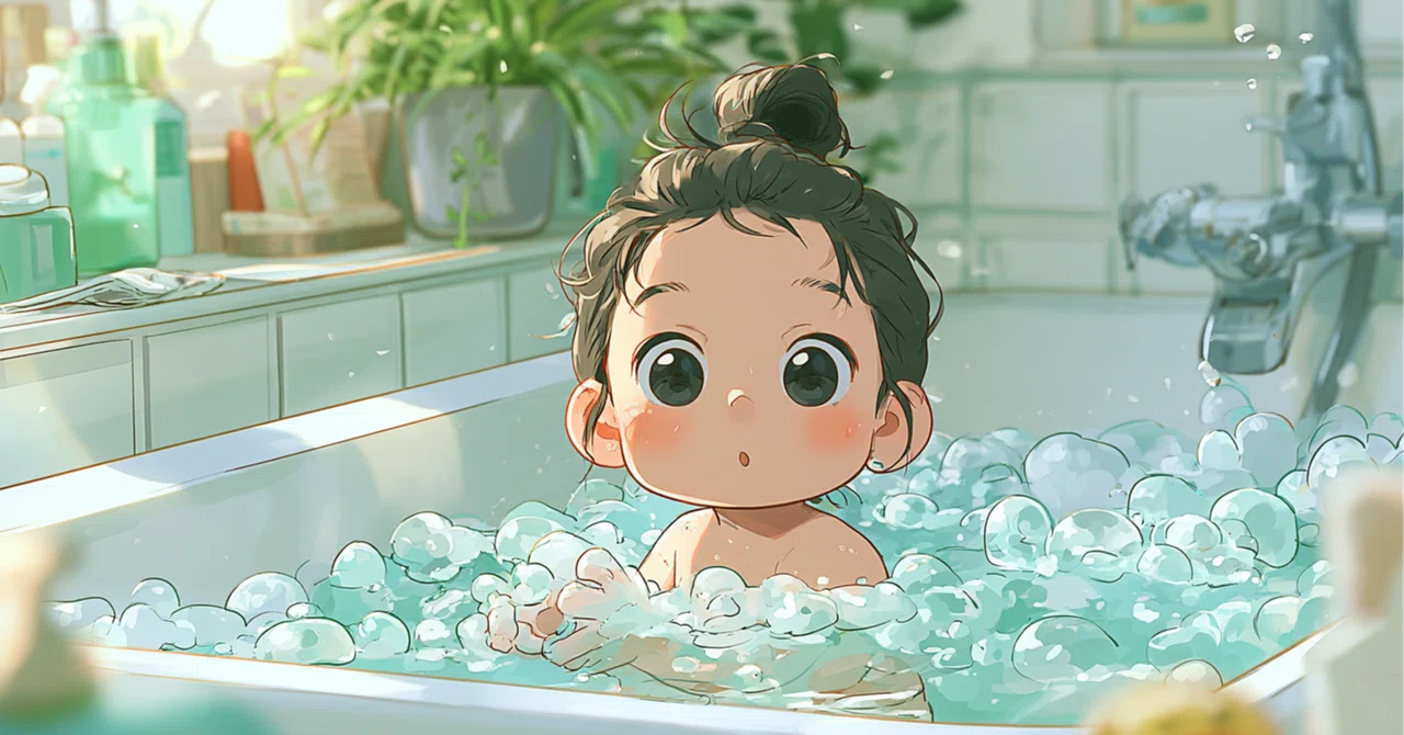 A one-year-old starts playing with the baby bath I was about to throw ...