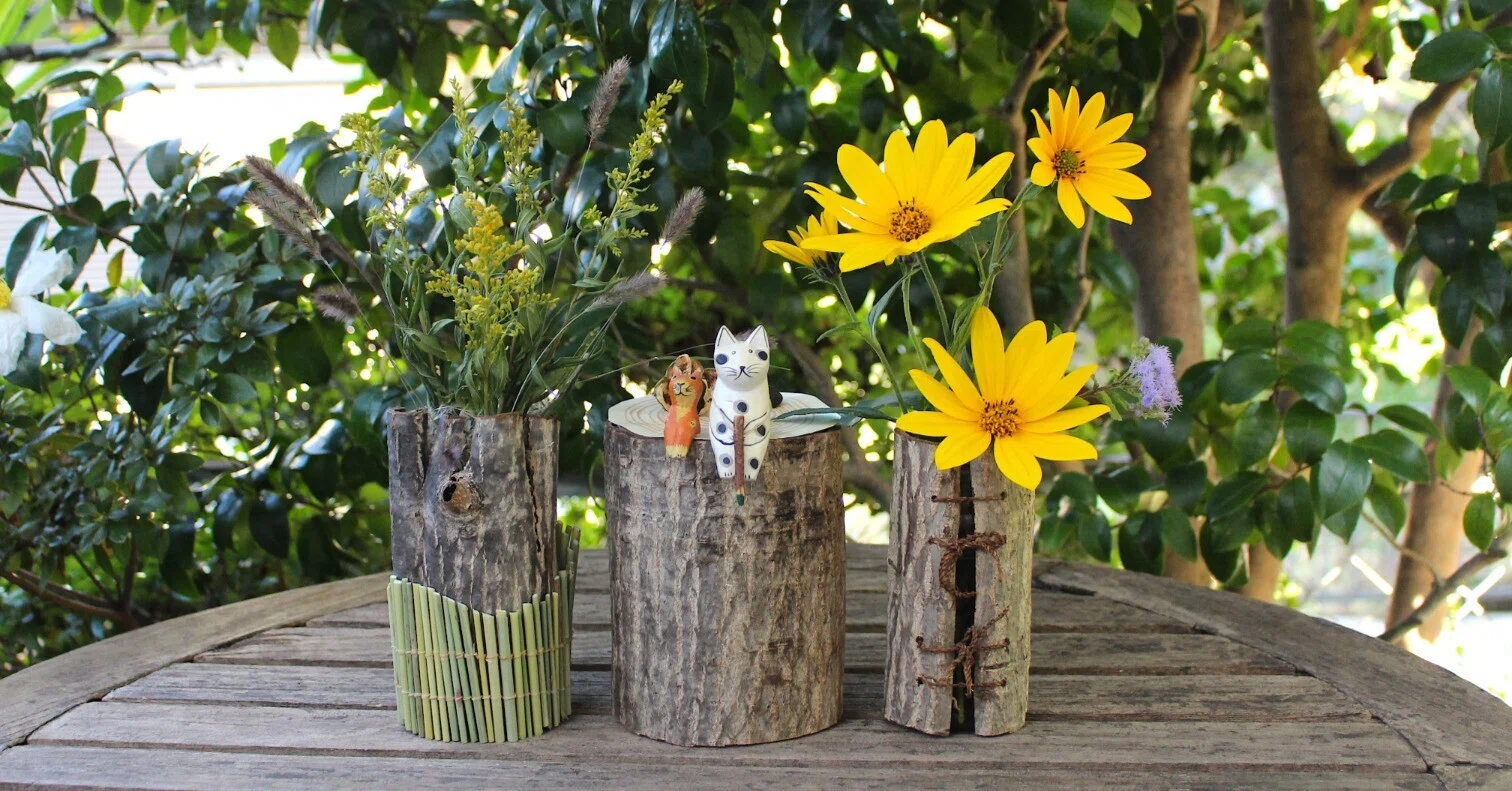 胡桃の厚い樹皮を活かして、花瓶とオブジェを作る🌳｜山の小リス