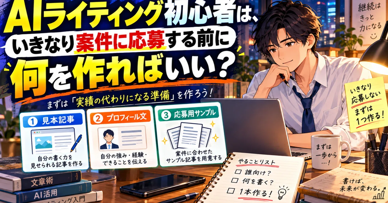 What should AI writing beginners create before applying for jobs?｜モリ
