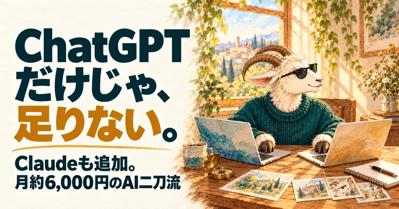 ChatGPTだけでは足りなくなったので、Claudeにも課金しました。月6,000円の「AI二刀…
